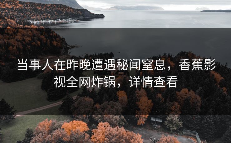 当事人在昨晚遭遇秘闻窒息，香蕉影视全网炸锅，详情查看