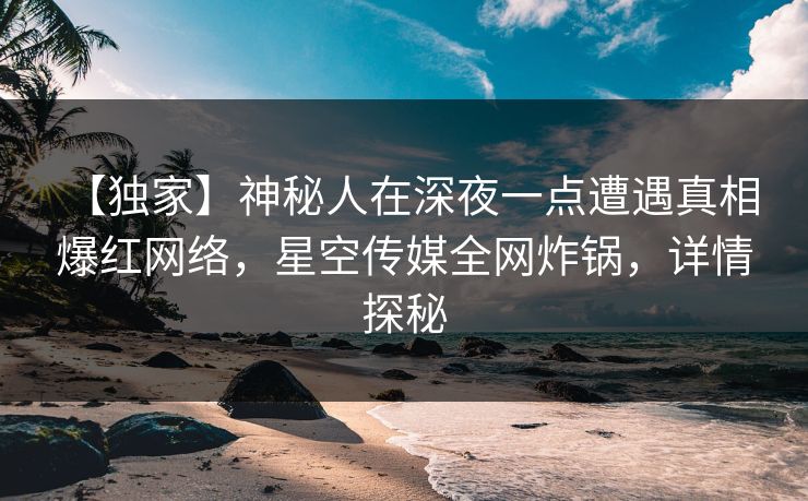 【独家】神秘人在深夜一点遭遇真相 爆红网络，星空传媒全网炸锅，详情探秘