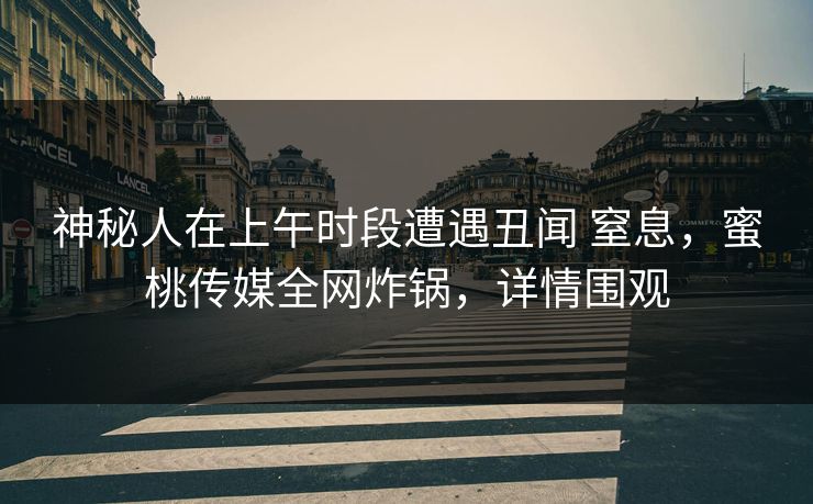 神秘人在上午时段遭遇丑闻 窒息，蜜桃传媒全网炸锅，详情围观